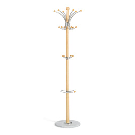 Вешалка Sakura (mod. GH-8606) дерево/хром/мрамор, 37 x 37 x 175 см, White (Белый) / Natural (натурал