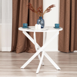 Стол Manzana/Манзана ЛДСП/HPL/металл, 80х80х75см, мрамор светлый/белый фото 5