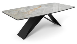 Стол DikLine SKY220 Керамика Titanium Silver River Polished/подстолье черное/опоры черные (2 уп.), фото 1