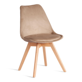 Стул TULIP SOFT (mod. 053V) дерево/пластик/вельвет, 49,5 x 54,5 x 84 см, Бежевый (HLR 12)/натуральны