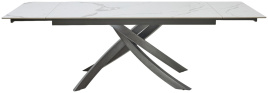 Стол ESTEBIO 160 GLOSS STATUARIO WHITE SOLID CERAMIC / Серый металлик, ®DISAUR фото 2