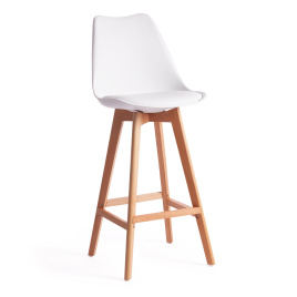 Стул барный TULIP BAR (mod. C1014H-1) пластик/дерево, 42 х 47,5 х 104 см, White (Белый) 70029/ натур фото 1