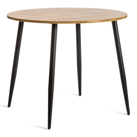 Стол URANUS ЛДСП/металл, 90x90x75,5 см, Дуб вотан/Черный фото 1