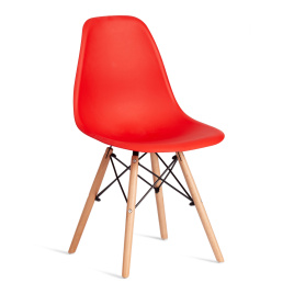 Стул CINDY (EAMES) (mod. 1801) дерево бук/металл/сиденье пластик, 45x51x82 см, Red (красный) фото 1