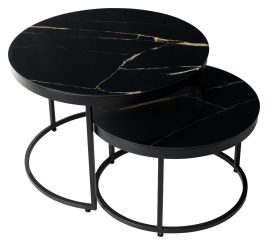 Журнальный столик Эрвин (комплект) Обсидиан, стекло/ черный каркас, M-city фото 1