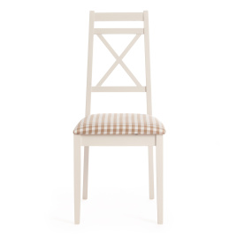 Стул Picasso ( PC-SC ) дерево гевея, 45х53х97см, ivory white (слоновая кость 2-5), ткань: клетка мел фото 4