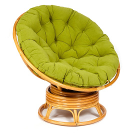 Кресло-качалка Папасан/Papasan (W 23/01 B) /с подушкой/ 115х78х104см, медовый, флок олива, 23 фото 1