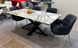 Стол VICENZA 180 раскладной GLOSS BULGARI WHITE, керамика / Черный, ®DISAUR фото 5