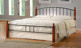 Кровать AT-915 дерево гевея/металл, 160*200 см (Queen bed), красный дуб/черный фото 3