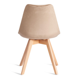 Стул TULIP SOFT (mod. 053V) дерево/пластик/вельвет, 49,5 x 54,5 x 84 см, Бежевый (HLR 12)/натуральны фото 4