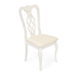 Стул - Афродита/ Aphrodite дерево гевея, 46х54х99см, Ivory white, ткань кремовая с рисунком (3321)