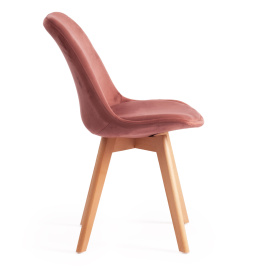 Стул TULIP SOFT (mod. 74) вельвет/дерево , 54 х 47 х 83 см , коралловый (HLR 44)/натуральный  фото 2