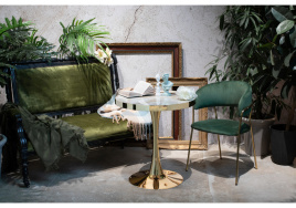 Стул на металлокаркасе Kamelia dark green / gold фото 3