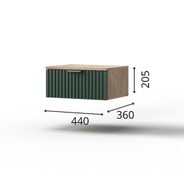 Тумба «Герта» 1я КМК 0979.19, дуб канзас/зеленый матовый фото 2
