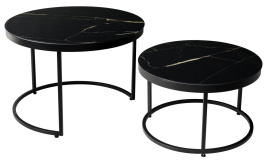 Журнальный столик Эрвин (комплект) Обсидиан, стекло/ черный каркас, M-city фото 3