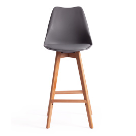 Стул барный TULIP BAR (mod. C1014H-1) пластик/дерево, 42 х 47,5 х 104 см, Grey (серый) 92717 / натур фото 4
