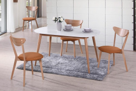 Стол обеденный MAX (Макс) основание бук, столешница мдф, 140 х 80 х 75см, Белый+Натуральный ( Бук) фото 5