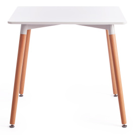 Стол JOHN (mod. T1003) МДФ/дерево, 80 х 80 х 75 см , White (Белый) / Natural (натуральный) фото 2