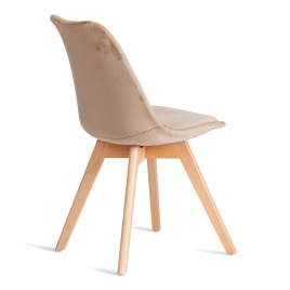 Стул TULIP SOFT (mod. 053V) дерево/пластик/вельвет, 49,5 x 54,5 x 84 см, Бежевый (HLR 12)/натуральны фото 3