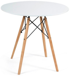 Стол CINDY NEXT (mod. 70-80 MDF) металл/мдф/бук, D80х75см, белый/натуральный фото 1