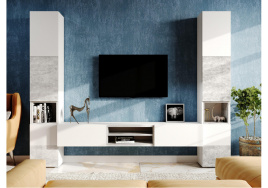 Готовая гостиная Лонгфорд комплектация 1 белый / бетон светлый