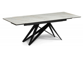 Керамический стол Блэкберн 160(220)х89 белый gilt white / черный
