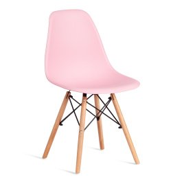 Стул CINDY (EAMES) (mod. 1801) дерево бук/металл/сиденье пластик, 45x51x82 см, Light pink (светло-ро