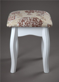 Табурет "Лидер" из массива березы (Розы светлые-ткань/Белый-каркас) фото 2