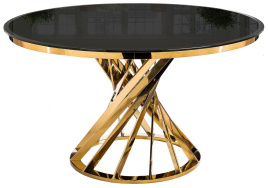 Стол стеклянный Twist gold / black фото 1