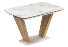 Керамический стол Петир 120(160)х80х75 gilt white / дуб монтана фото 1