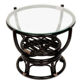 Столик журнальный со стеклом "Benoa/Беноа" 5005 античный черно-коричневый  фото 1