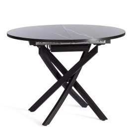 Стол MANZANA ЛДСП/HPL/металл, 100 х 100+30 х 75 см, Мрамор чёрный/чёрный фото 1