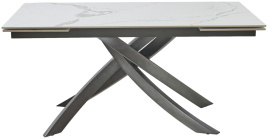 Стол ESTEBIO 160 GLOSS STATUARIO WHITE SOLID CERAMIC / Серый металлик, ®DISAUR фото 4