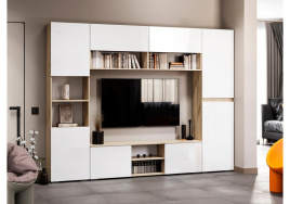 Готовая гостиная Алетра дуб крафт серый / глянец белый комплектация 2