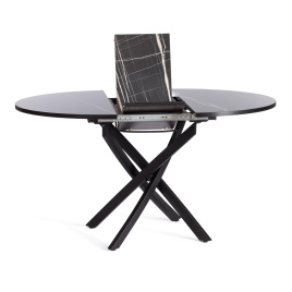 Стол MANZANA ЛДСП/HPL/металл, 100 х 100+30 х 75 см, Мрамор чёрный/чёрный фото 4