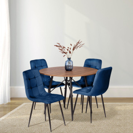 Стул CHILLY (mod. JSC-220) Велюр/металл , 44,5х52,5х88 см, Blue (синий) HLR64 / черный фото 4