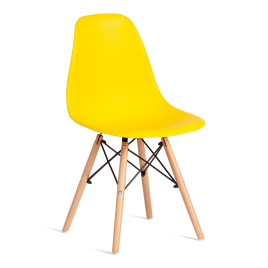 Стул CINDY (EAMES) (mod. 1801) дерево бук/металл/сиденье пластик, 45x51x82 см, Yellow (Желтый)  фото 1