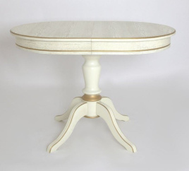 Стол "Капелла" (Эмаль 11/Слоновая кость+ патина золото/шпон дуба) Тип 2 фото 1