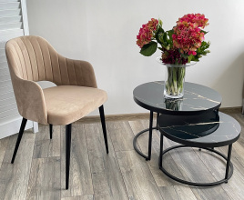 Журнальный столик Эрвин (комплект) Обсидиан, стекло/ черный каркас, M-city фото 4