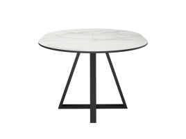 Стол DikLine SKZ100 d1000 Керамика Cristal Onyx Bianco Polished/подстолье черное/опоры черные (2 уп. фото 4