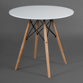 Стол CINDY NEXT (mod. 70-80 MDF) металл/мдф/бук, D80х75см, белый/натуральный фото 4