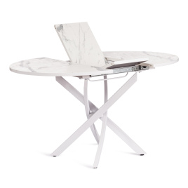 Стол MANZANA ЛДСП/HPL/металл, 100 х 100+30 х 75 см, Мрамор светлый/белый фото 4