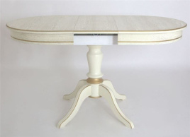 Стол "Капелла" (Эмаль 11/Слоновая кость+ патина золото/шпон дуба) Тип 2 фото 2