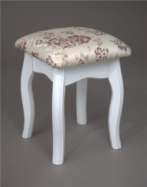 Табурет "Лидер" из массива березы (Розы светлые-ткань/Белый-каркас) фото 1