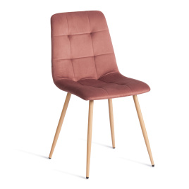 Стул CHILLY (mod. JSC-220) Велюр/металл , 44,5х52,5х88 см, Coral (коралловый) HLR44 / натуральный фото 1