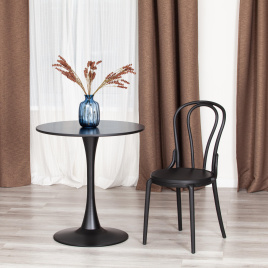 Стол TULIP 70 (mod. 46) металл / МДФ, 70 x 70 x 75 см, Black (черный) фото 4