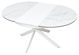 Стол TRENTO 120 HIGH GLOSS STATUARIO Белый мрамор глянцевый, керамика/ белый каркас, ®DISAUR фото 3