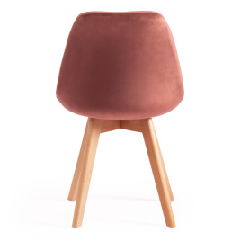 Стул TULIP SOFT (mod. 74) вельвет/дерево , 54 х 47 х 83 см , коралловый (HLR 44)/натуральный  фото 4