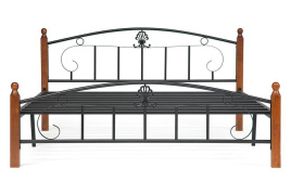 Кровать РУМБА (AT-203)/ RUMBA дерево гевея/металл, 160*200 см (Queen bed), красный дуб/черный фото 2