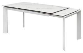 Стол CREMONA 140 HIGH GLOSS STATUARIO Белый мрамор глянцевый, керамика/ белый каркас, ®DISAUR фото 4